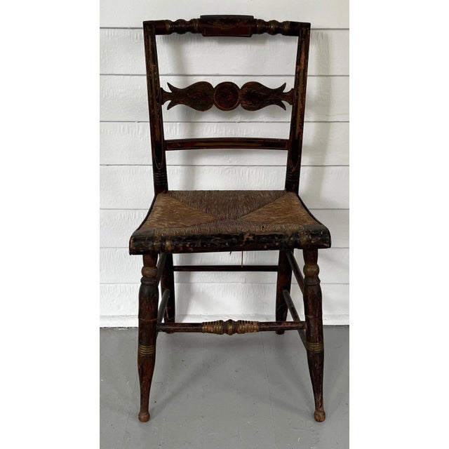 Antique Early 19th Century American Federal Classical Grain Painted Side Chair For Sale - Image 12 of 12