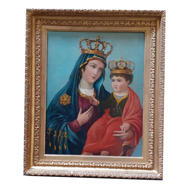Madonna & Child, 1800s, Oil on Canvas, Framed For Sale