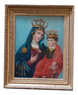 Madonna & Child, 1800s, Oil on Canvas, Framed