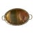 Vintage Oval Brass Faux Bamboo Tray For Sale