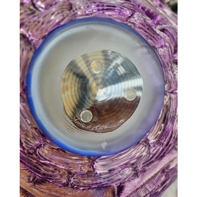 Glass Late 20th Century Alfredo Barbini 23" Large Art Glass Centerpiece Bowl, Signed and Dated For Sale - Image 7 of 17