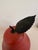 Extra-Large Red Porcelain Pear With Metal Stem and Leaf For Sale - Image 4 of 10