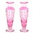 Mid-Century Modern Val Saint Lambert Pink Glass Vases Cut & Etched Decorated For Sale