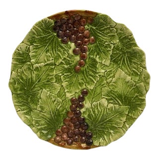 Late 20th Century Valli Italy Grapes and Leaves Ceramic Platter For Sale