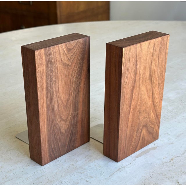 Mid-Century Modern Mid-Century Walnut Wood Book Ends For Sale - Image 3 of 6