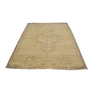 Oushak Vintage Low Pile Vintage Rug For Sale