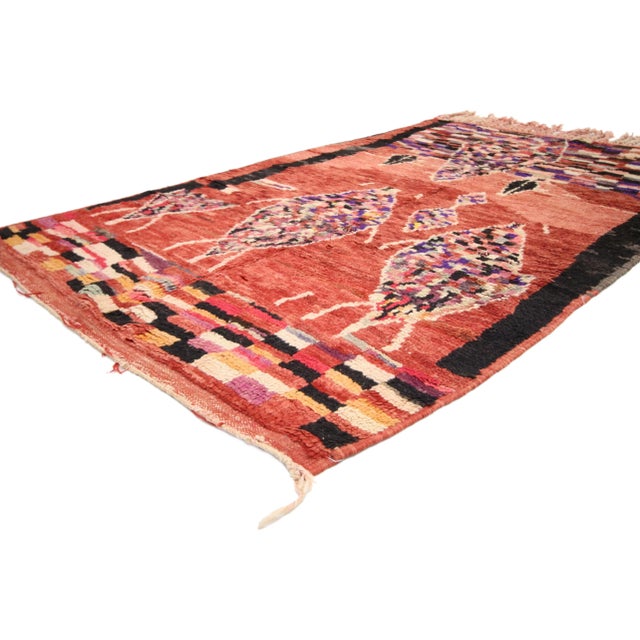 Vintage Berber Moroccan Rug with Contemporary Abstract Style 04’00 x 06’00 From Esmaili Rugs Collection. The free-form...