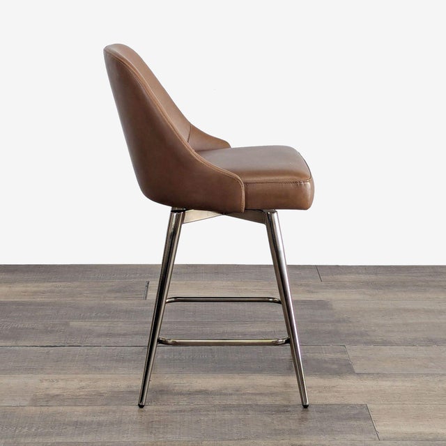 West Elm West Elm Mid-Century Leather Swivel Counter Stool For Sale - Image 4 of 8