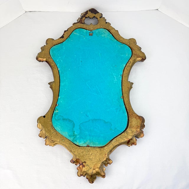 Midcentury Italian Rococo Style Mirror 25.75” X 11.25” For Sale - Image 9 of 12