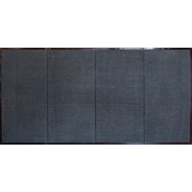 C. 1980s Chinoiserie Style Painted Silk Screen "Dancing Red-Crowned Cranes and Lotus" For Sale - Image 16 of 17