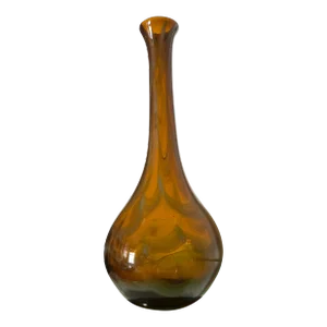 1960s Mid-Century Modern Blown Glass Vase in Amber Swirls