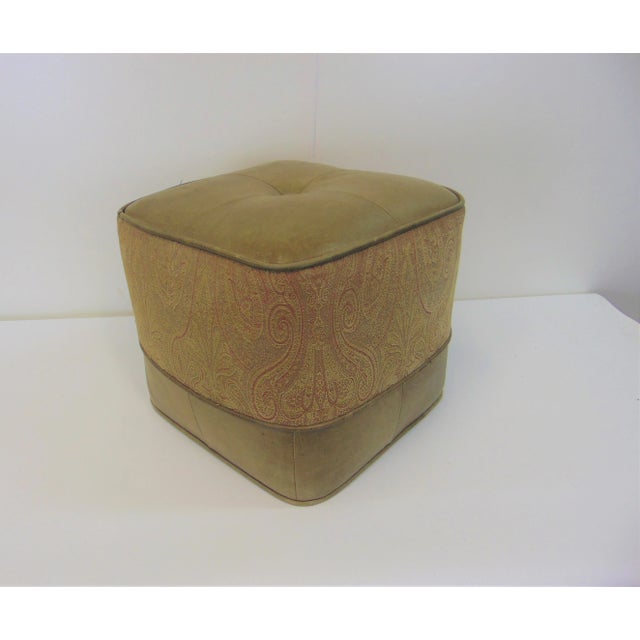 Mid 20th Century Mid 20th Century Leather Tuft Paisley Ottoman For Sale - Image 5 of 5