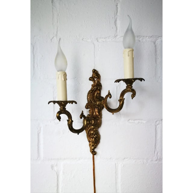 Goldenrod Vintage German Brass and Plastic Sconce, 1970s For Sale - Image 8 of 9
