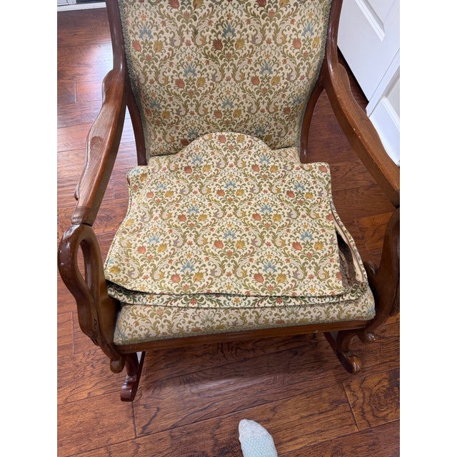 Textile Mid Century Gooseneck Rocker For Sale - Image 7 of 12