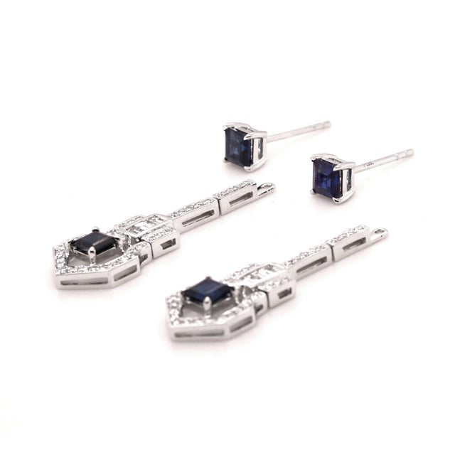 Platinum Sapphire and Diamond Convertible Earrings - Fei Liu, Pair For Sale - Image 4 of 7