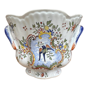 Vintage French Faience Tiffany & Co. Scalloped Cachepot