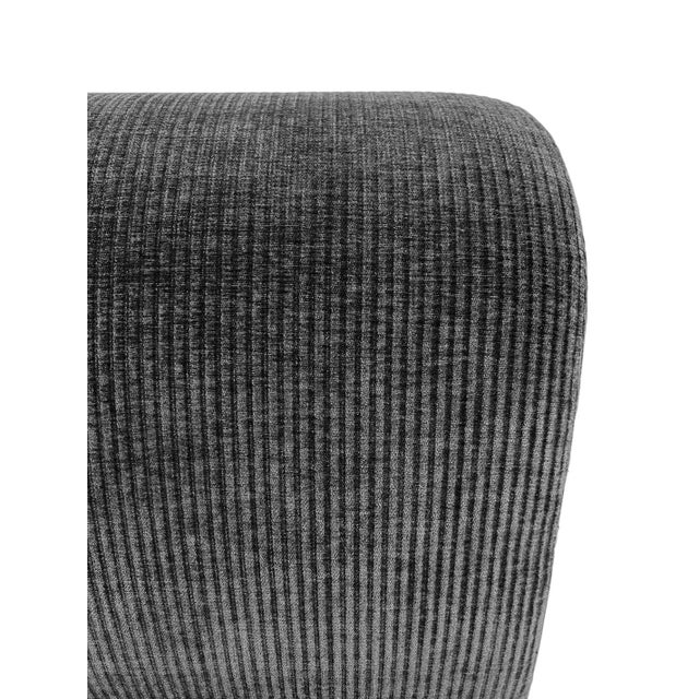 Vintage Charcoal Chenille Stripe Slipper Chair For Sale - Image 9 of 9
