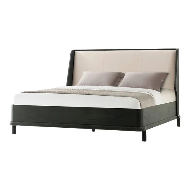 Dark Modern Oak Bed For Sale