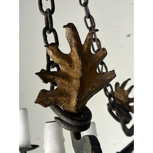 Six Light Spanish Wrought Iron Chandelier For Sale - Image 10 of 11