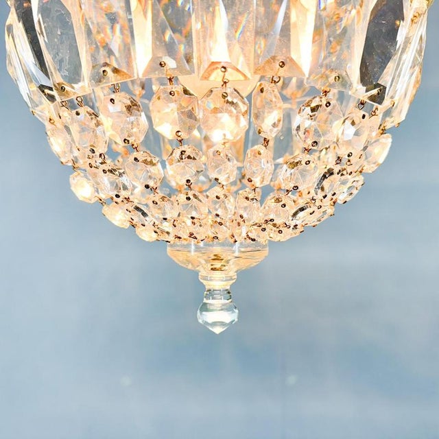 1970s Mid-Century Crystal and Brass Chandelier, Czechoslovakia, 1970s For Sale - Image 5 of 12