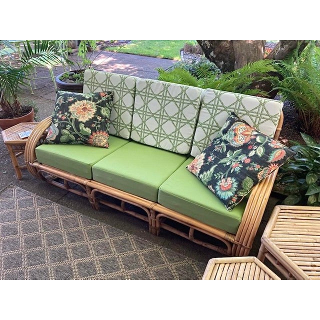 Offered at a Compelling Value - The "Idea Home" 4-Strand 3/4 Pretzel Rattan Suite (3 Pieces) For Sale - Image 14 of 18