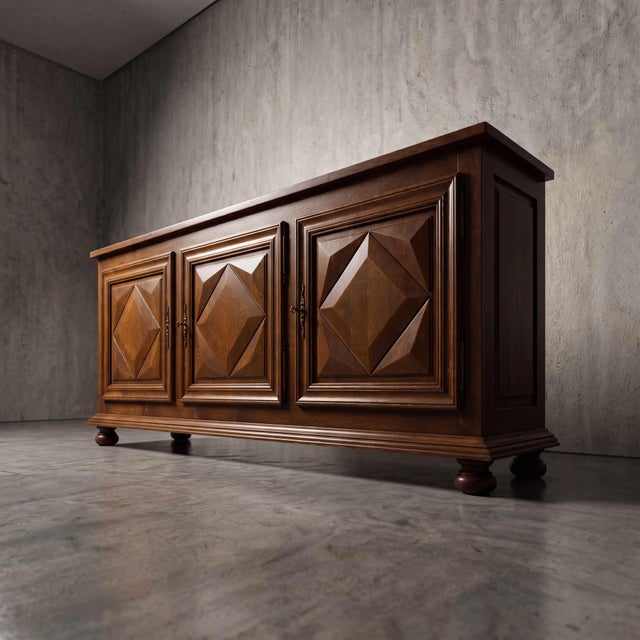 Mid-Century Modern French Geometric Sideboard, 1960s For Sale - Image 3 of 14