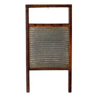 Antique Wood and Metal Double Sided Washboard For Sale