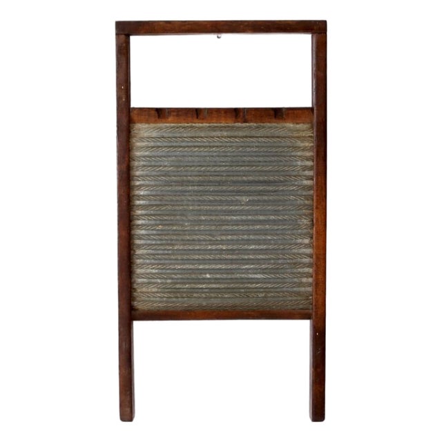 Antique Wood and Metal Double Sided Washboard For Sale