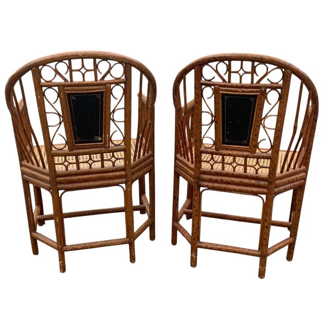 Brighton Pavilion Faux Bamboo Chairs, Set of 2 For Sale - Image 13 of 14