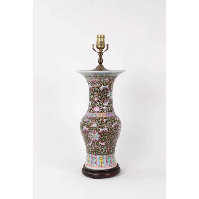 Late 19th Century Late 19th Century Famille Rose Arabesque Qing Vase Lamp For Sale - Image 5 of 5