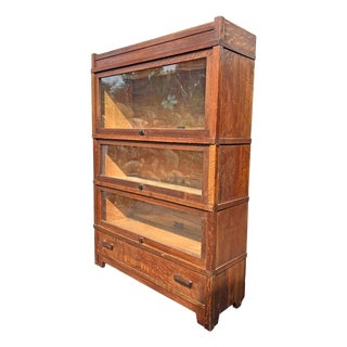 Antique Barrister Bookcase by Globe Wernicke in Tiger Oak Wood For Sale