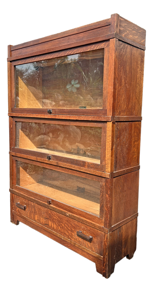 Antique Barrister Bookcase by Globe Wernicke in Tiger Oak Wood