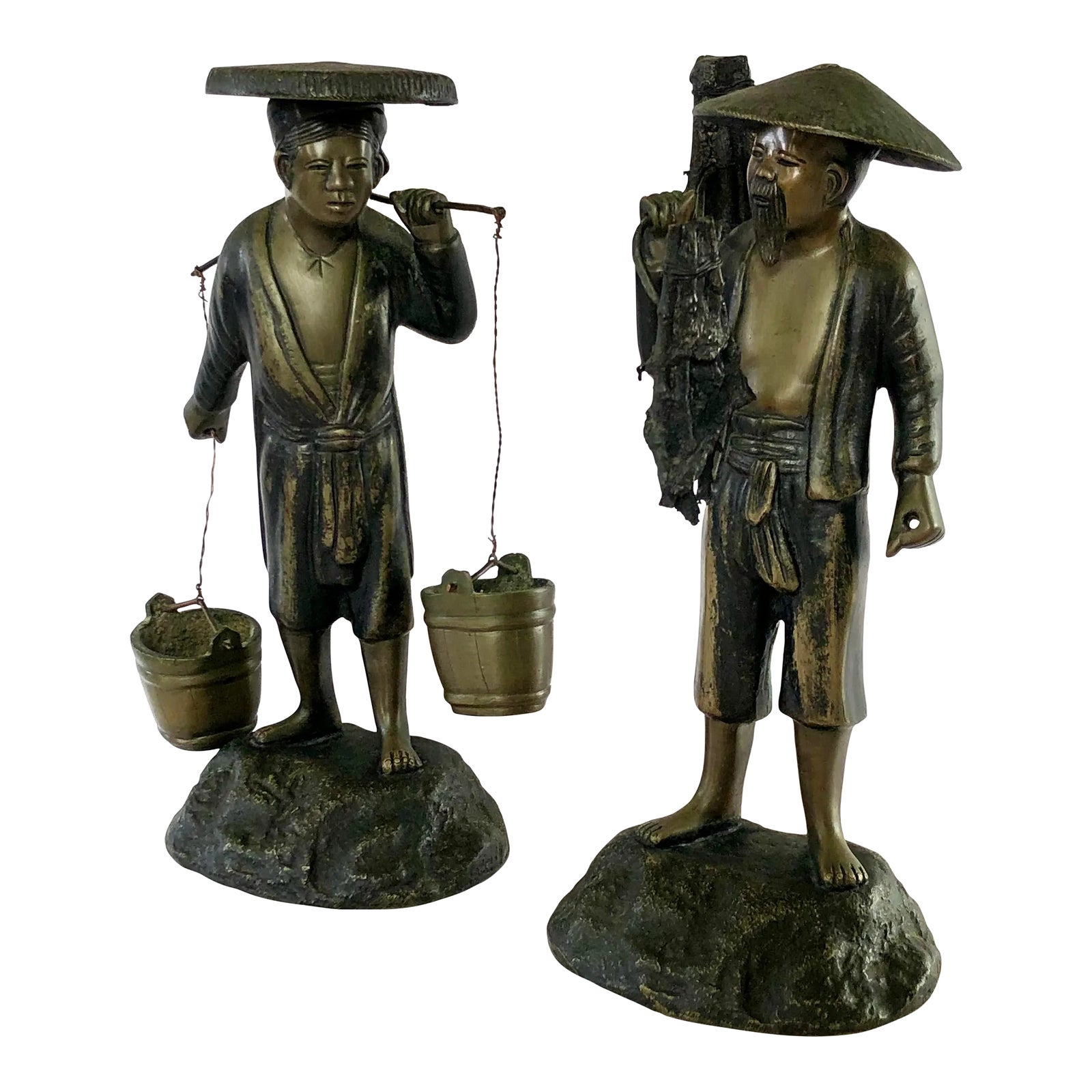 Pair of Japanese Bronze Statues Chairish