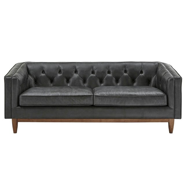 2010s Experience the Classic Heritage & Contemporary Clean Lines With the Monrowe Leather Loveseat. For Sale - Image 5 of 12