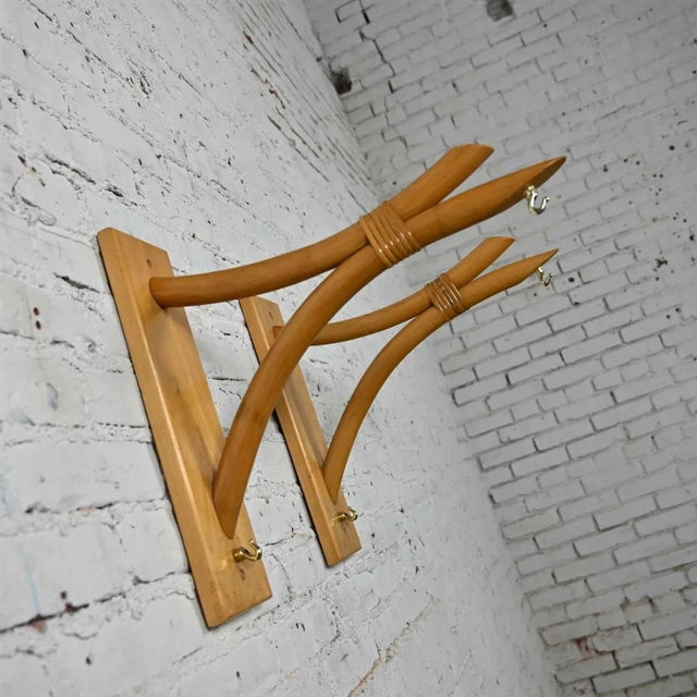 Mid-Century Modern Rattan Wall Brackets a Pair For Sale - Image 6 of 13