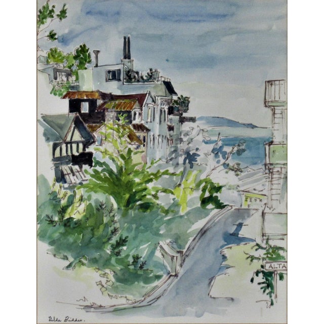 This Artwork "View of Angel Island from Tiburon, California II" c. 1975 is a watercolor on paper by San Francisco Bay Area...