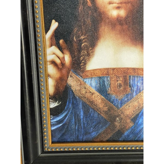 Black Salvator Mundi After Leonardo Da Vinci – Hand-Textured Fine Art Print For Sale - Image 8 of 11