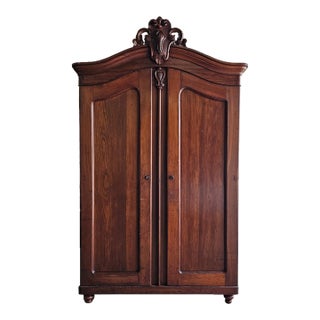 Antique 19th Century Walnut French Wardrobe For Sale