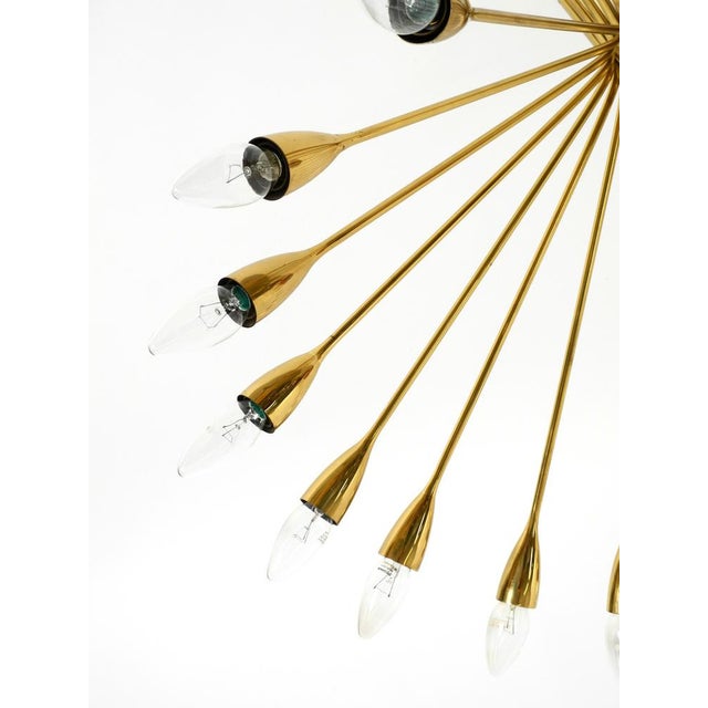 Metal Large Mid-Century Modern Brass Sputnik Ceiling Light with 20 Arms, 1950s For Sale - Image 7 of 18