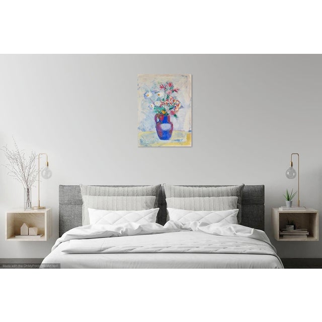 Flowers in a vase, pastel and watercolor on fine art paper. The colors are very harmonious and make a modern...