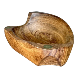 Vintage Boho Carved Wood Dough Bowl