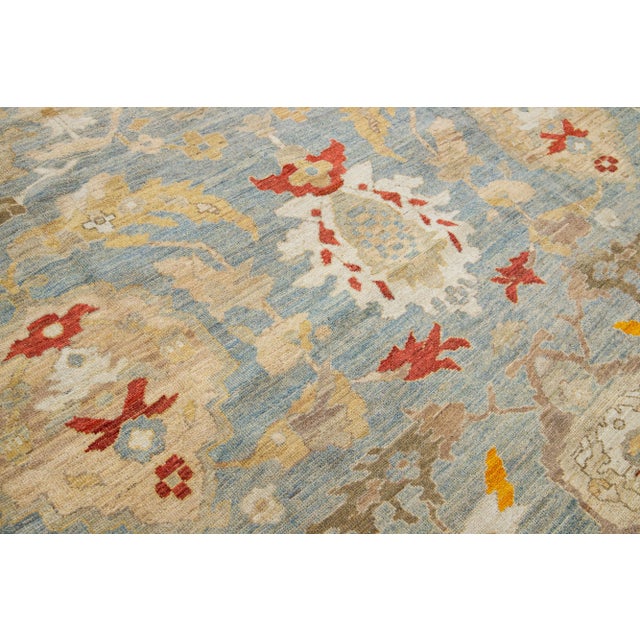 Textile Oversize Contemporary Sultanabad Wool Rug Handmade in Blue For Sale - Image 7 of 9