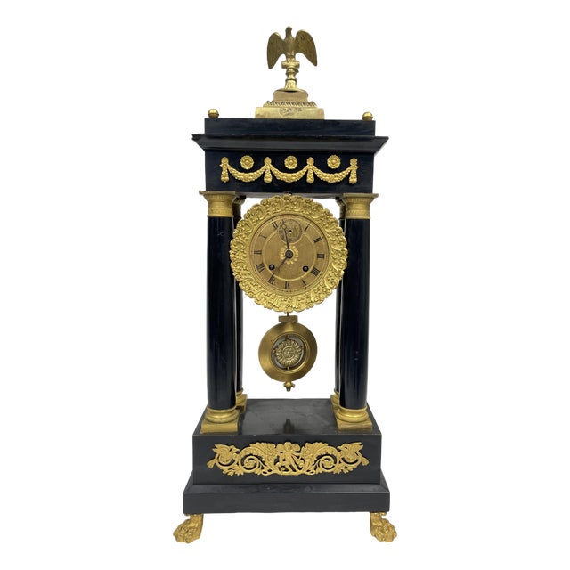 Antique French Empire Style Clock, 1800s For Sale