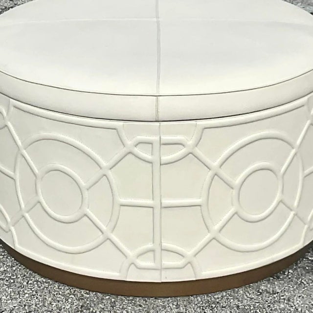 Vintage Regency Currey and Co “Alisa” Leather Storage Ottoman For Sale - Image 13 of 13