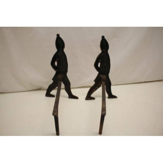 19th Century Cast Iron American Revolution Hessian Soldiers Andirons- a Pair For Sale - Image 12 of 12