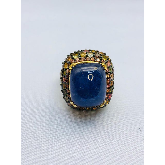 Bochic "Orient" Vintage Fancy Sapphire & Tanzanite Ring Set 18K Gold & Silver For Sale - Image 18 of 18