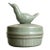 Chinese Ceramic Censer,Guan Ware Crackle Glaze Celadon Porcelain Incense Burner Hand Carved Bird Statue For Sale