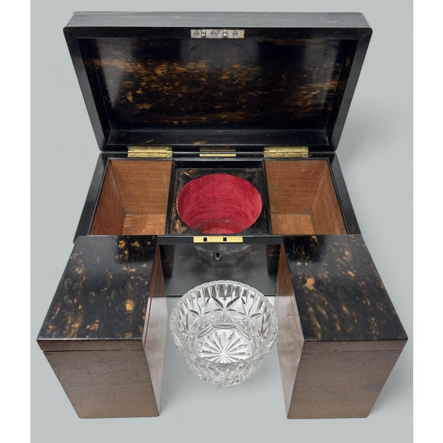 A Superb Example of an English Georgian Period Well figured Coromandel Double Interior Section Tea Caddy of flat...