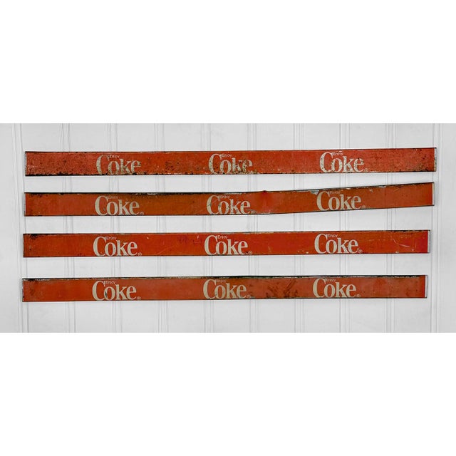 - Original 1950's Coca-Cola "Enjoy Coke" Metal Signs - Matching Set of 4 - These Metal Signs likely Trimmed the Bottom of...