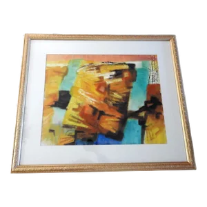 1960s Vintage Jason Schoener Original Abstract Gouache Framed Painting
